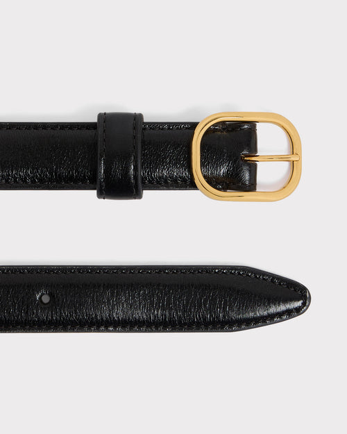 CEINTURE FINE EN CUIR DE VEAU NAPPA - NOIRE - Husbands Paris - 2
