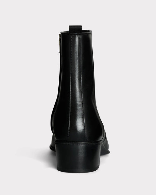 BOTTINES ZIPPÉES EN CUIR DE VEAU BOX - NOIRES - Husbands Paris - 2