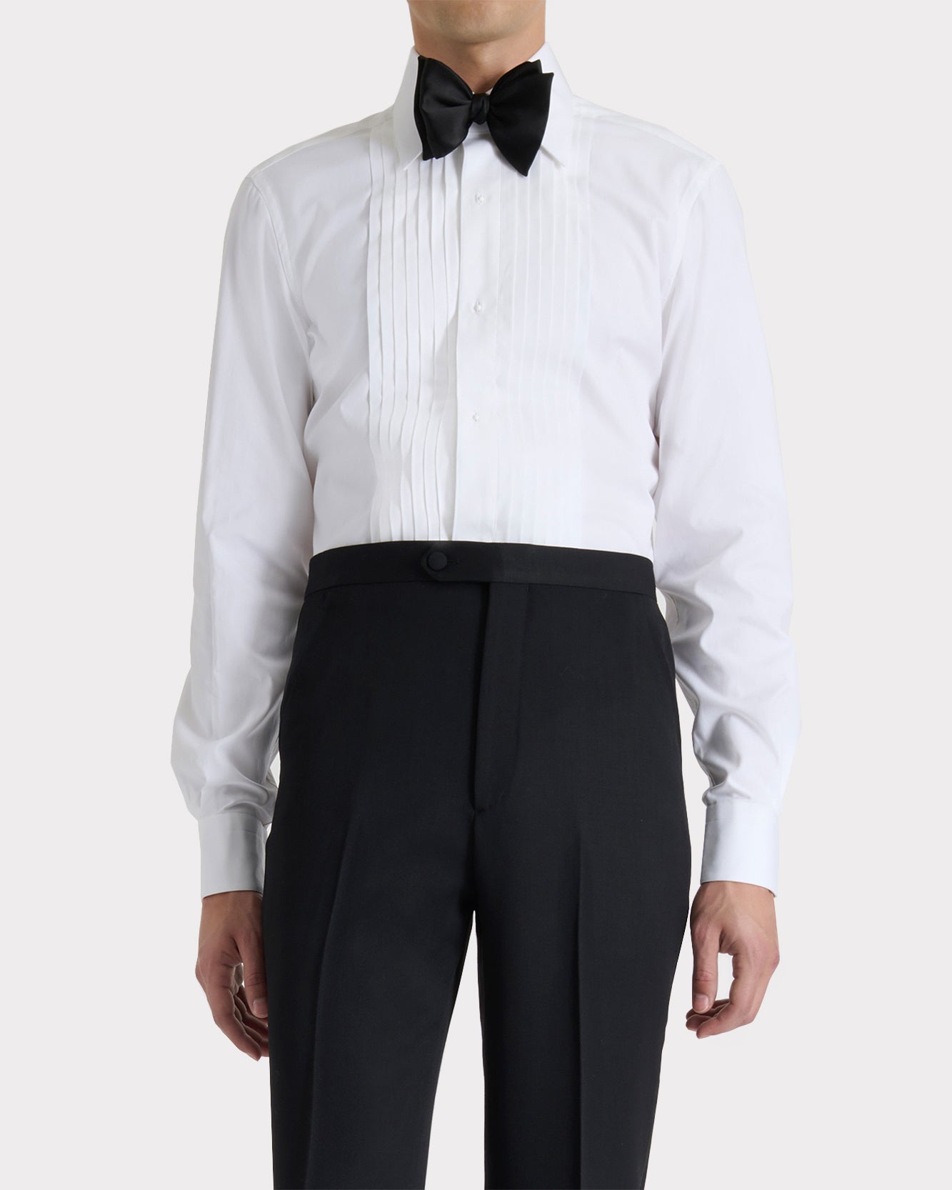 WIDE COLLAR TUXEDO SHIRT IN COTTON PINPOINT - WHITE | Husbands Paris