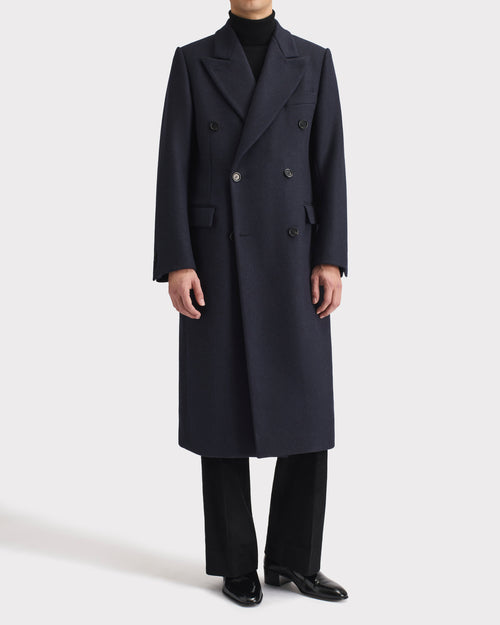 MANTEAU CROISÉ EN SERGÉ - BLEU MARINE - Husbands Paris - 2