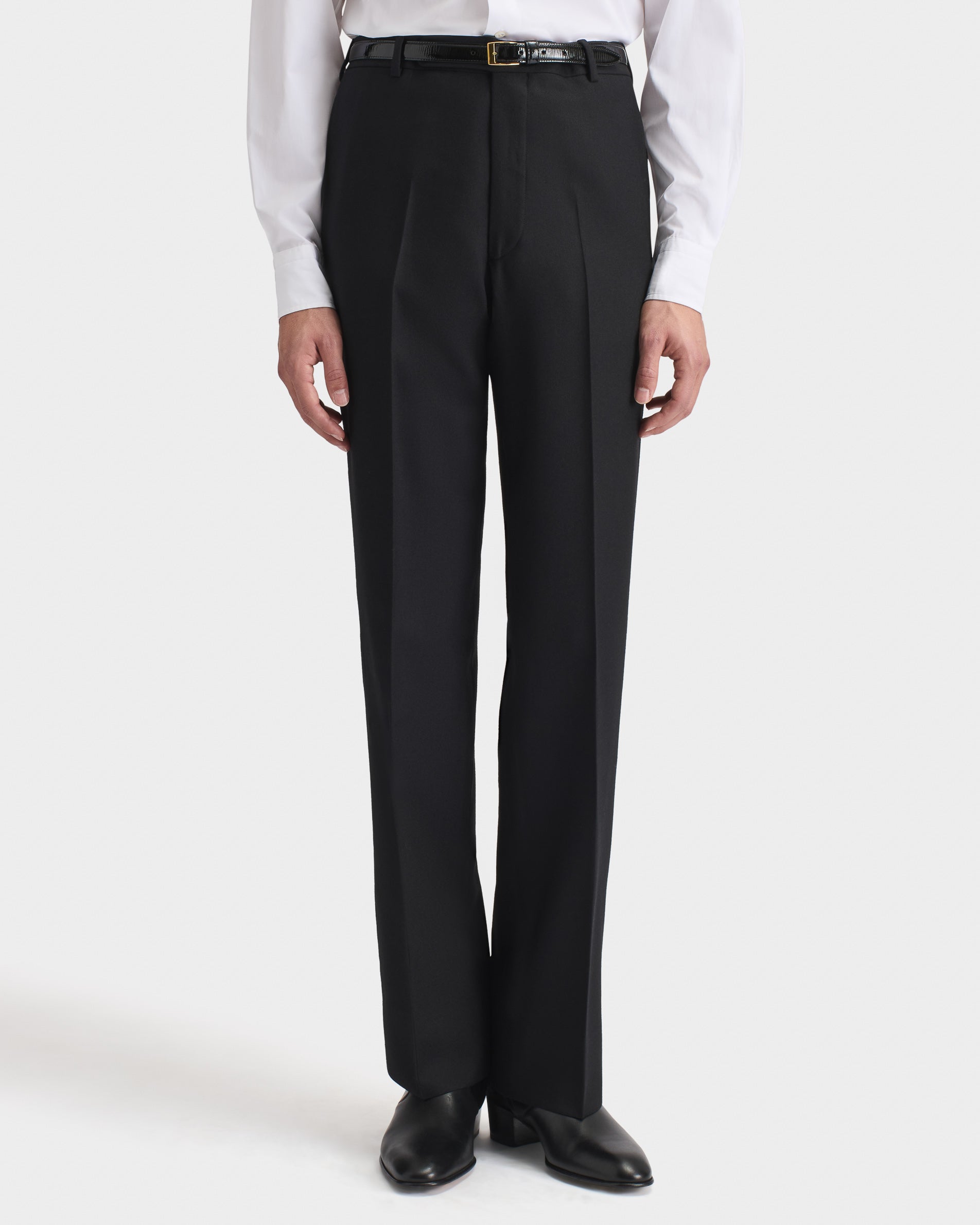 パンツ HUSBANDS high waisted trouser STRAIGHT HIGH-WAISTED TROUSERS IN WOOL TWILL – BACK | Husbands Paris