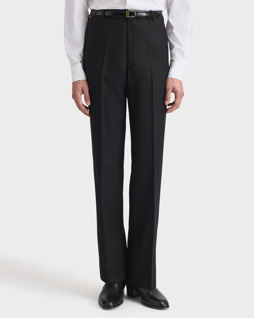 PANTALON DROIT EN SERGÉ DE LAINE - NOIR - Husbands Paris - 2