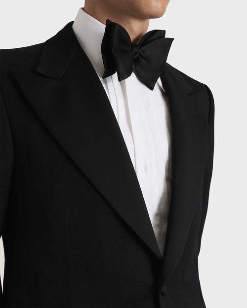SINGLE-BREASTED TUXEDO IN GRAIN DE POUDRE - BLACK - Husbands Paris - 2