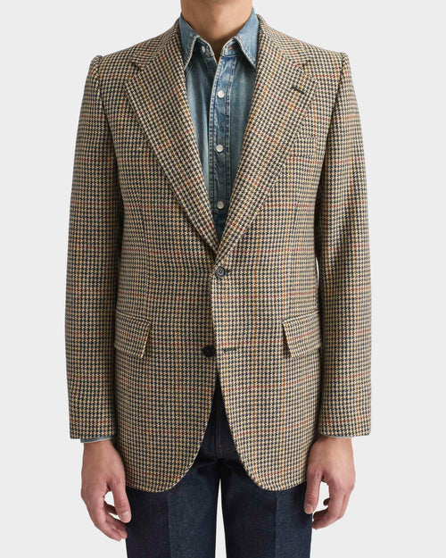 SINGLE-BREASTED JACKET IN WOOL TWEED - BEIGE HOUNDSTOOTH - Husbands Paris - 2
