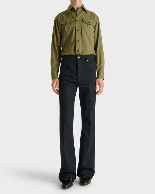 FLARED JEANS IN COTTON DENIM - BLACK - Husbands Paris - 2