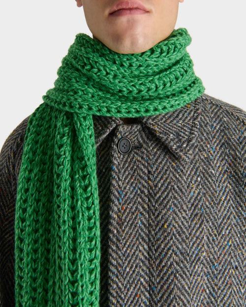 KNIT SCARF IN SUPERFINE LAMBSWOOL - APPLE GREEN - Husbands - 1