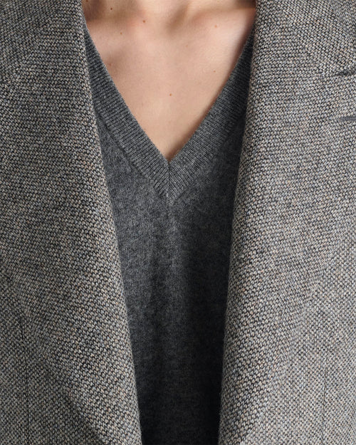 SINGLE-BREASTED JACKET IN WOOL BELL CELTIC TWEED - DOVE GREY - Husbands - 2