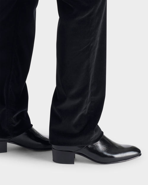 STRAIGHT JEANS IN COTTON AND VISCOSE VELVET - BLACK - Husbands - 2