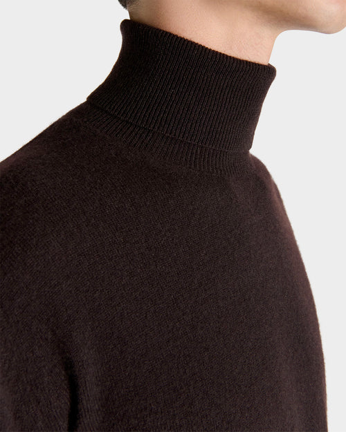 TURTLENECK SWEATER IN CASHMERE - DARK CHOCOLATE - Husbands Paris - 2