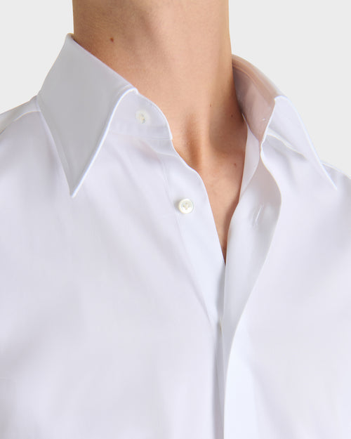 WIDE COLLAR SHIRT IN COTTON POPLIN - WHITE - Husbands - 1
