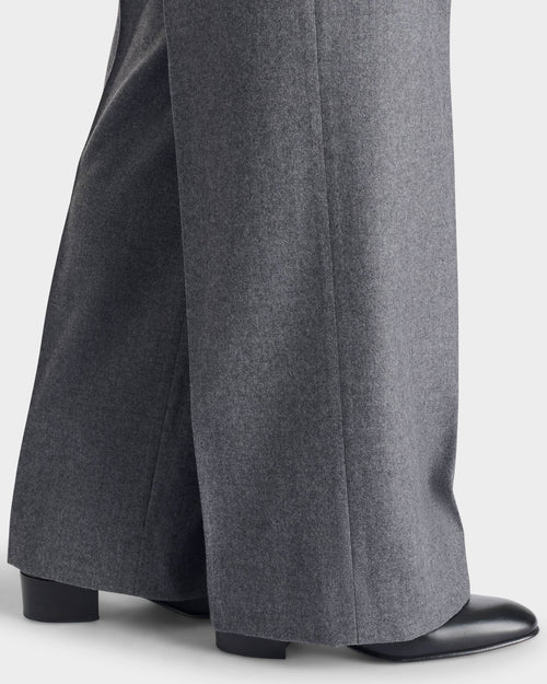 WIDE PLEATED TROUSERS IN WOOL FLANNEL - GREY - Husbands - 2