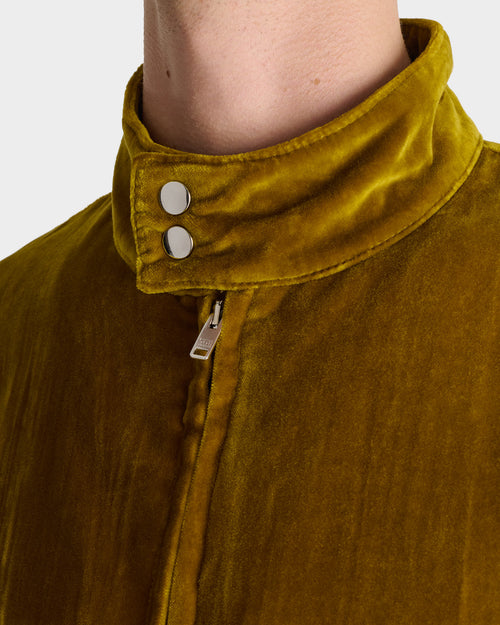 ZIPPED JACKET IN PLEATED COTTON VELVET - GOLD - Husbands Paris - 1