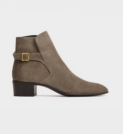 JODHPUR BOOTS IN SUEDE CALFSKIN - PEWTER - Husbands Paris - 1