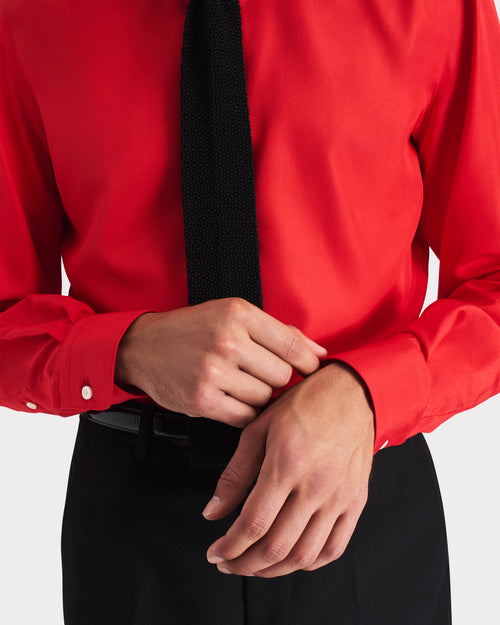 CHEMISE COL CLASSIQUE EN POPELINE DE SOIE - TANGERINE - Husbands Paris - 2