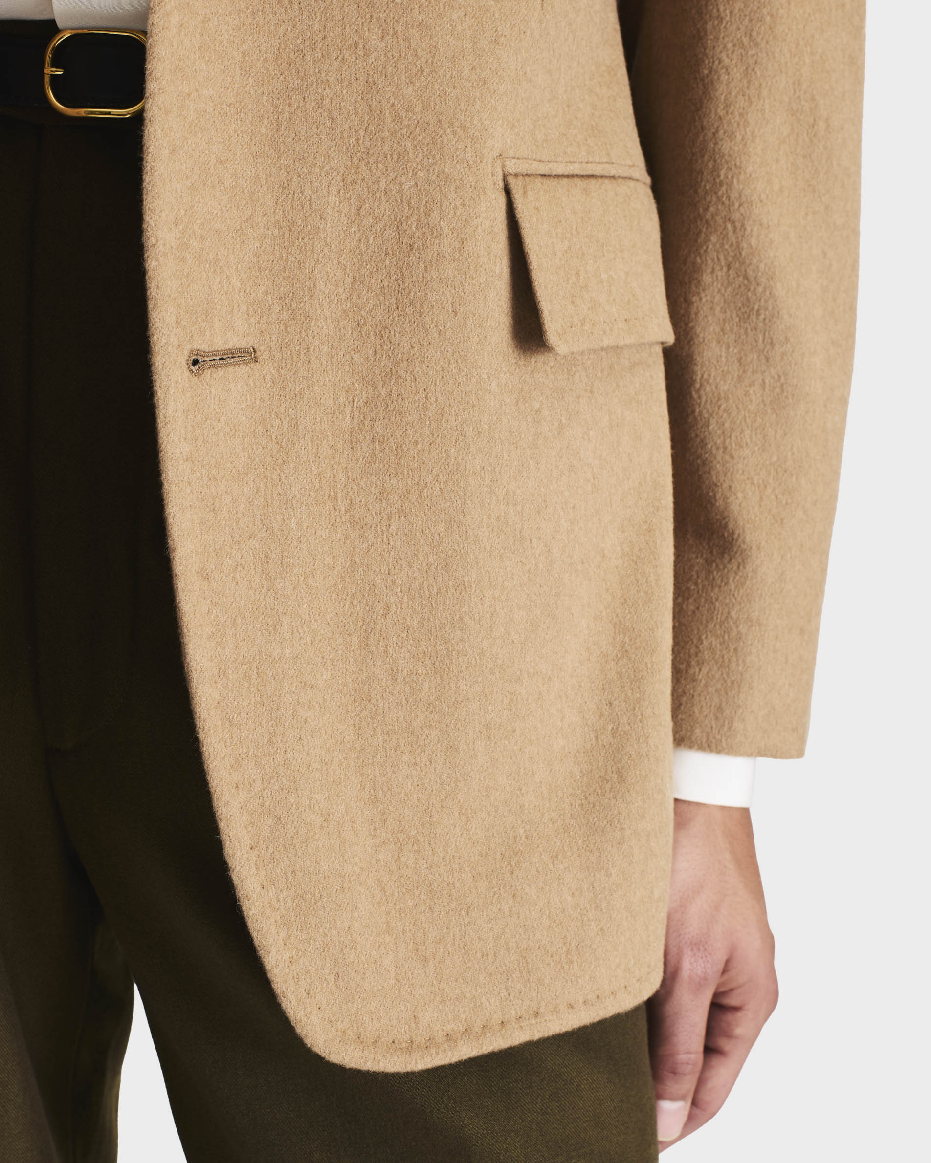 SINGLE-BREASTED JACKET IN SUPERFINE CAMEL HAIR - CAMEL | Husbands