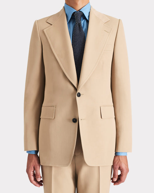 COSTUME DROIT EN GABARDINE DE LAINE - BEIGE - Husbands Paris - 4