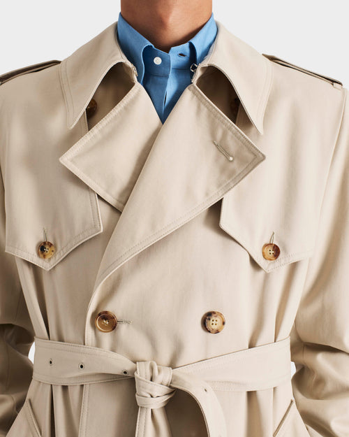 TRENCH-COAT EN GABARDINE DE POLY-COTON - MASTIC - Husbands Paris - 2