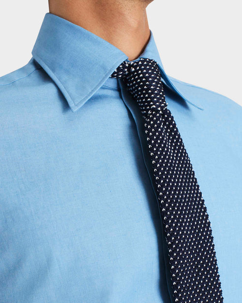 CHEMISE COL LARGE EN COTON CHAMBRAY - BLEU - Husbands Paris - 2