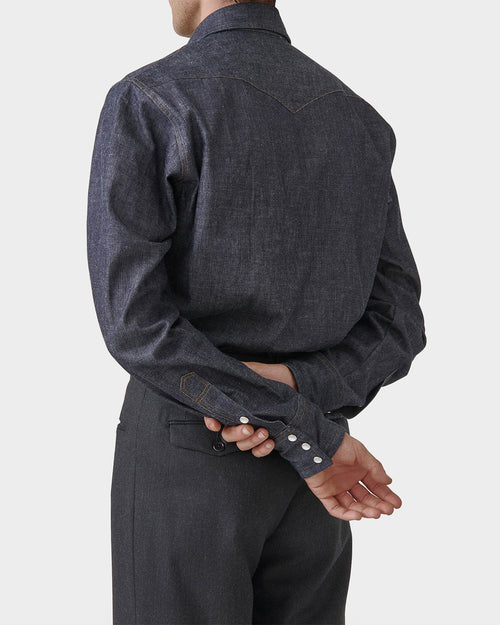 CHEMISE WESTERN EN DENIM DE COTON SELVEDGE - BRUT - Husbands Paris - 5