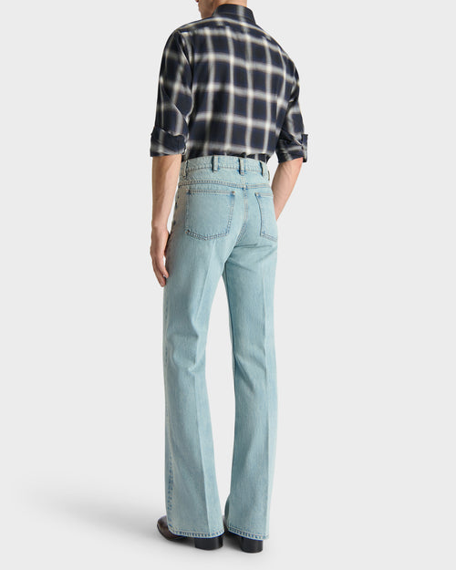 CLASSIC COLLAR SHIRT IN COTTON TWILL - NAVY PLAID - Husbands - 3