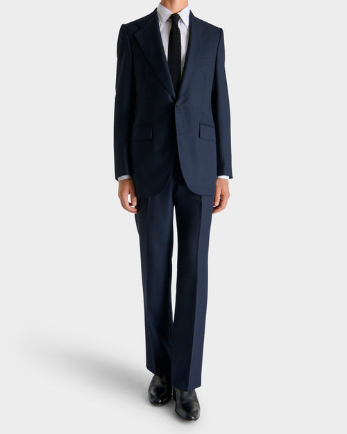 SINGLE-BREASTED SUIT IN WOOL HOPSACK - MIDNIGHT BLUE - Husbands Paris - 4