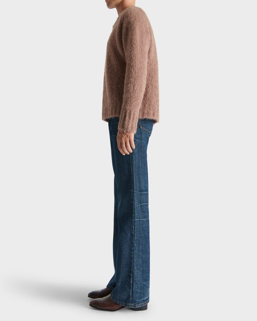 CREWNECK SWEATER IN BRUSHED SUPERFINE ALPACA BLEND - BLUSH - Husbands Paris - 3