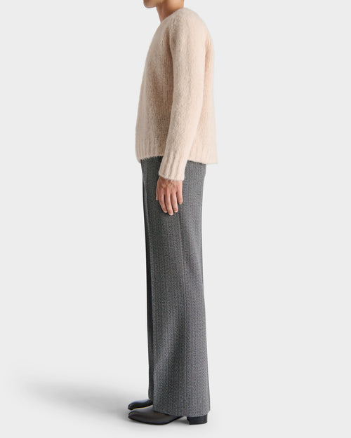 CREWNECK SWEATER IN BRUSHED SUPERFINE ALPACA BLEND - CREAM - Husbands Paris - 3