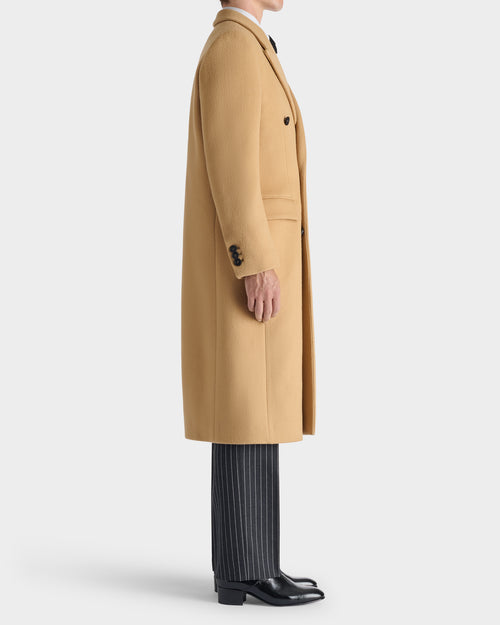 DOUBLE-BREASTED COAT IN VIRGIN WOOL - CAMEL - Husbands - 3