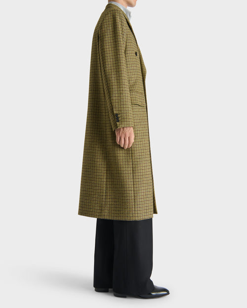 DOUBLE-BREASTED COAT IN WOOL TWEED - GREEN AND BLACK GUN CLUB - Husbands - 3