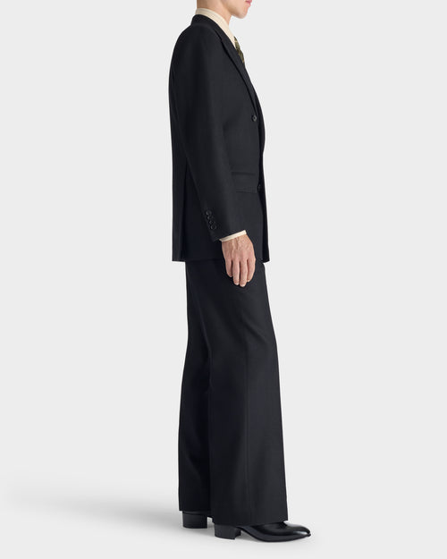 DOUBLE-BREASTED SUIT IN WOOL FLANNEL - BLACK - Husbands - 3