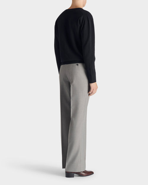 PANTALON ÉVASÉ EN SERGÉ DE POLYLAINE - GRIS COLOMBE - Husbands Paris - 3
