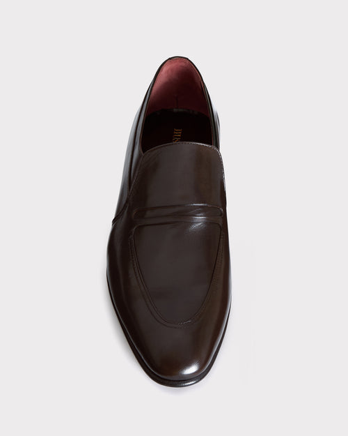 MOCASSINS EN CUIR D’AGNEAU ANILINE - MARRON FONCÉ - Husbands Paris - 4
