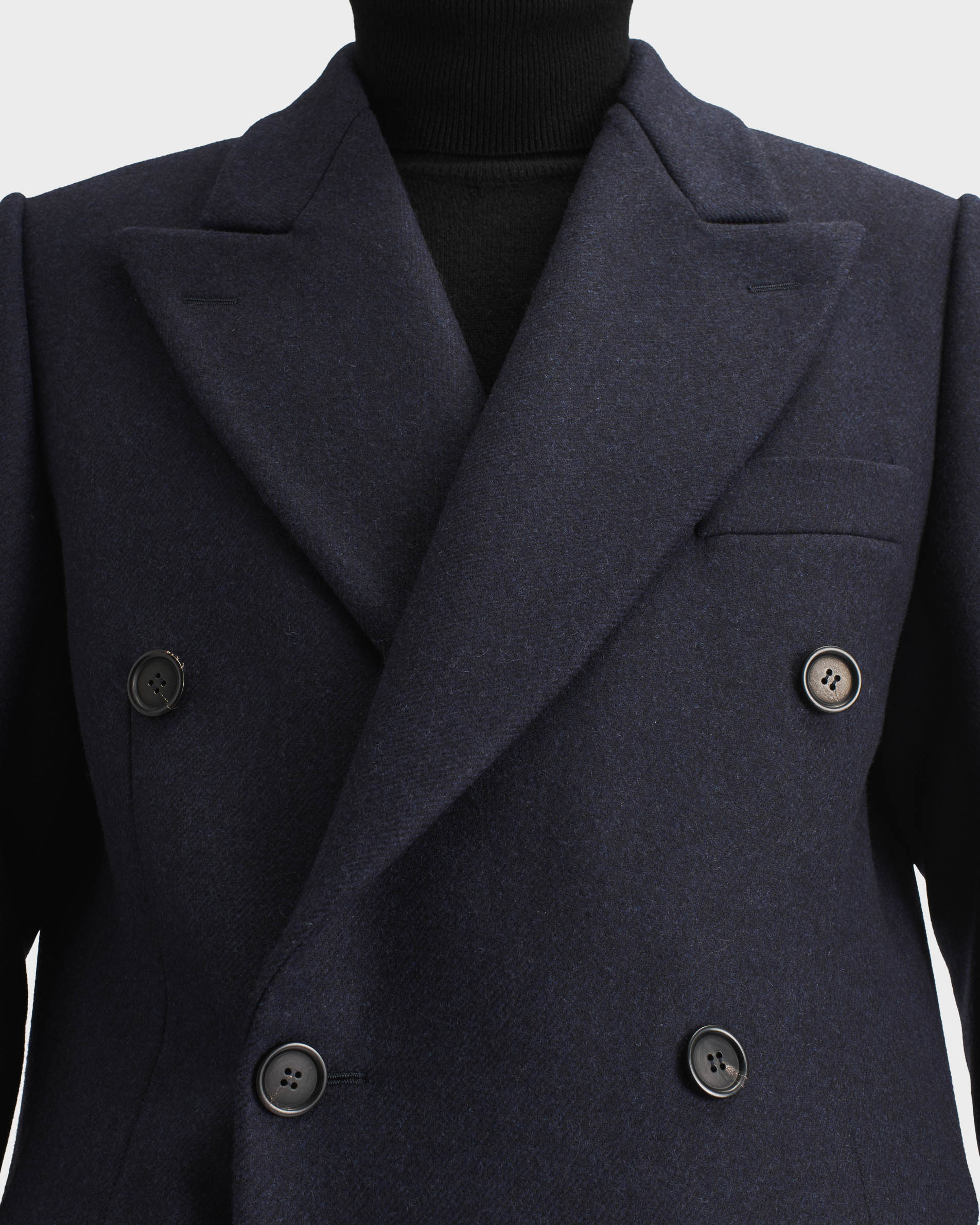 DOUBLE-BREASTED COAT IN TWILL - NAVY | Husbands