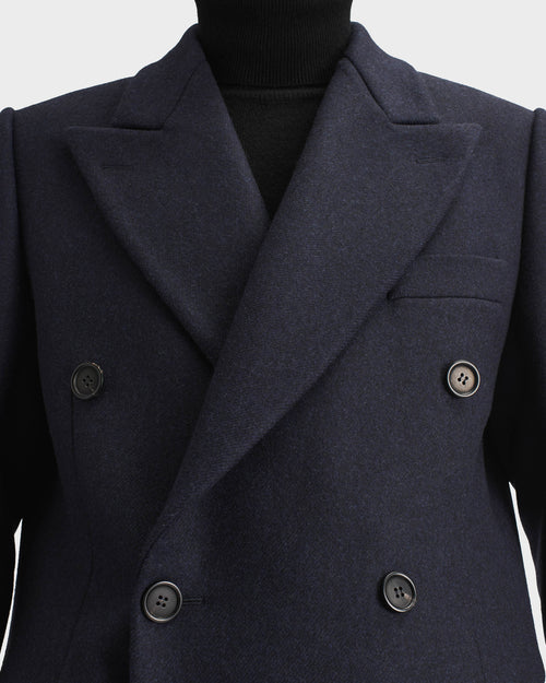 MANTEAU CROISÉ EN SERGÉ - BLEU MARINE - Husbands Paris - 3