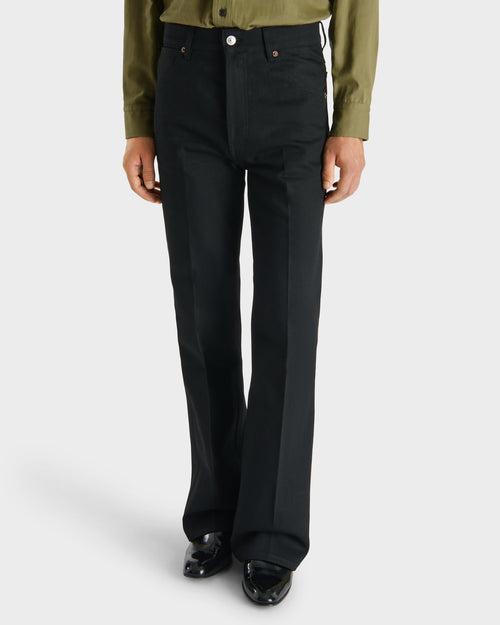 FLARED JEANS IN COTTON DENIM - BLACK - Husbands Paris - 5