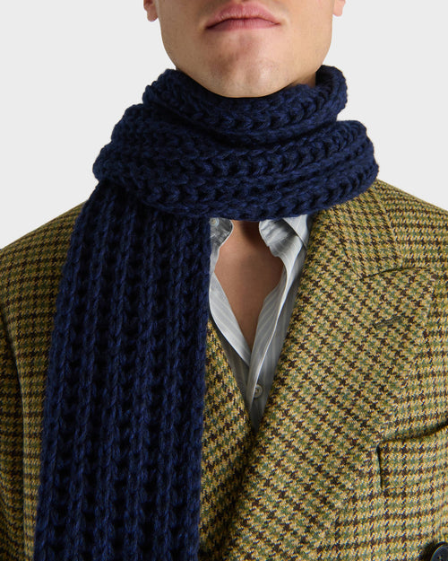 KNIT SCARF IN SUPERFINE LAMBSWOOL - NAVY - Husbands - 3