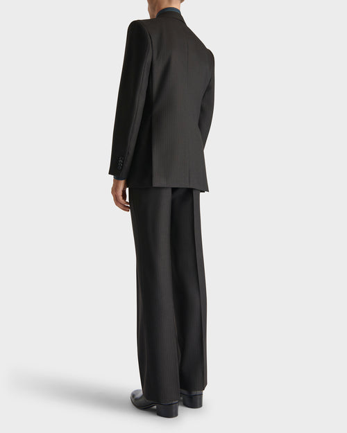 SINGLE-BREASTED SUIT IN WOOL TWILL - DARK CHOCOLATE WITH STRIPES - Husbands - 3