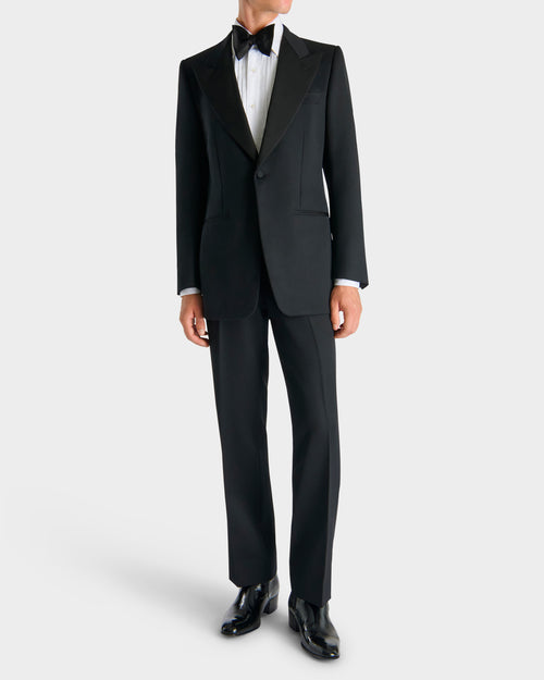 SINGLE-BREASTED TUXEDO IN GRAIN DE POUDRE - BLACK - Husbands Paris - 4