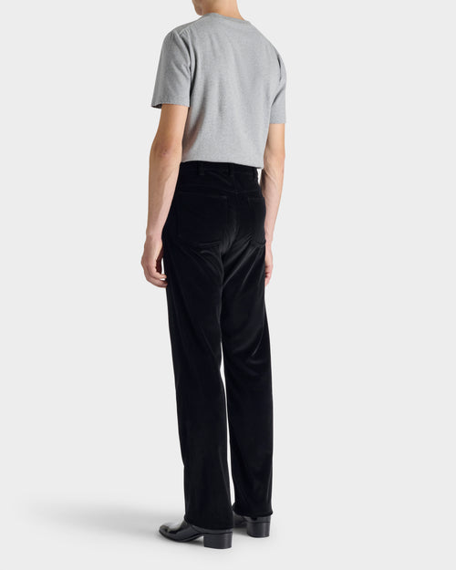 STRAIGHT JEANS IN COTTON AND VISCOSE VELVET - BLACK - Husbands - 3
