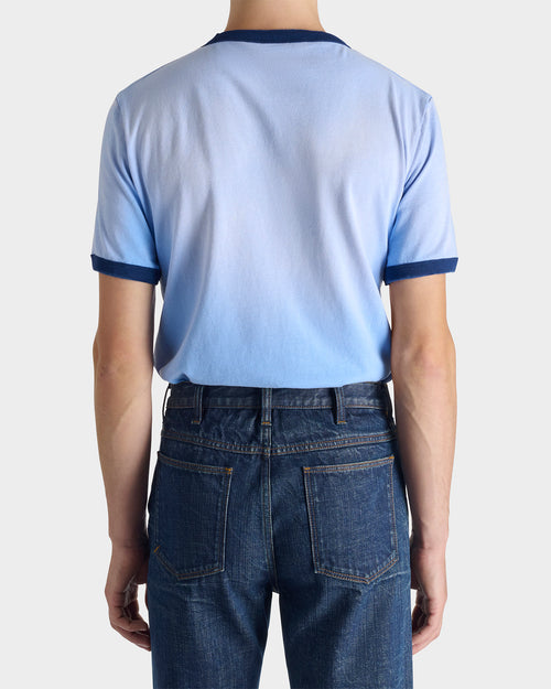 RINGER T-SHIRT IN COTTON JERSEY - LIGHT BLUE & NAVY - Husbands Paris - 3