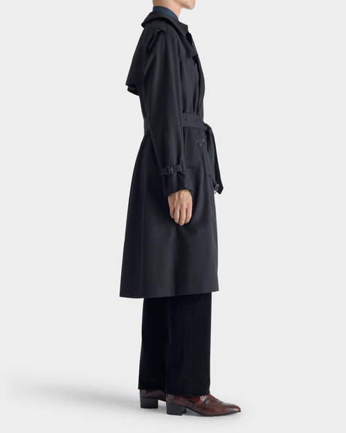 TRENCH-COAT EN GABARDINE DE POLYCOTON - BLEU MARINE - Husbands - 3