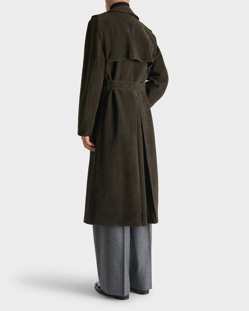 TRENCH COAT IN SUEDE CALFSKIN - EBONY - Husbands - 3