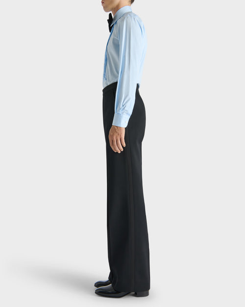 CHEMISE DE SMOKING COL LARGE EN POPELINE DE COTON - BLEU CIEL - Husbands - 3