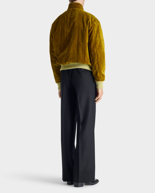 ZIPPED JACKET IN PLEATED COTTON VELVET - GOLD - Husbands Paris - 3