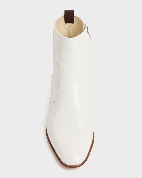 BOTTES ZIPPÉES EN CUIR DE VEAU BRILLANT - BLANC CASSÉ - Husbands Paris - 4