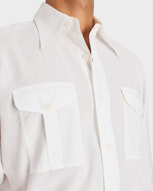 BOY SCOUT SHIRT IN COTTON POPLIN - OFF WHITE - Husbands Paris - 2