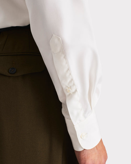 CHEMISE COL CLASSIQUE EN POPELINE DE SOIE - BLANC CASSÉ - Husbands Paris - 2