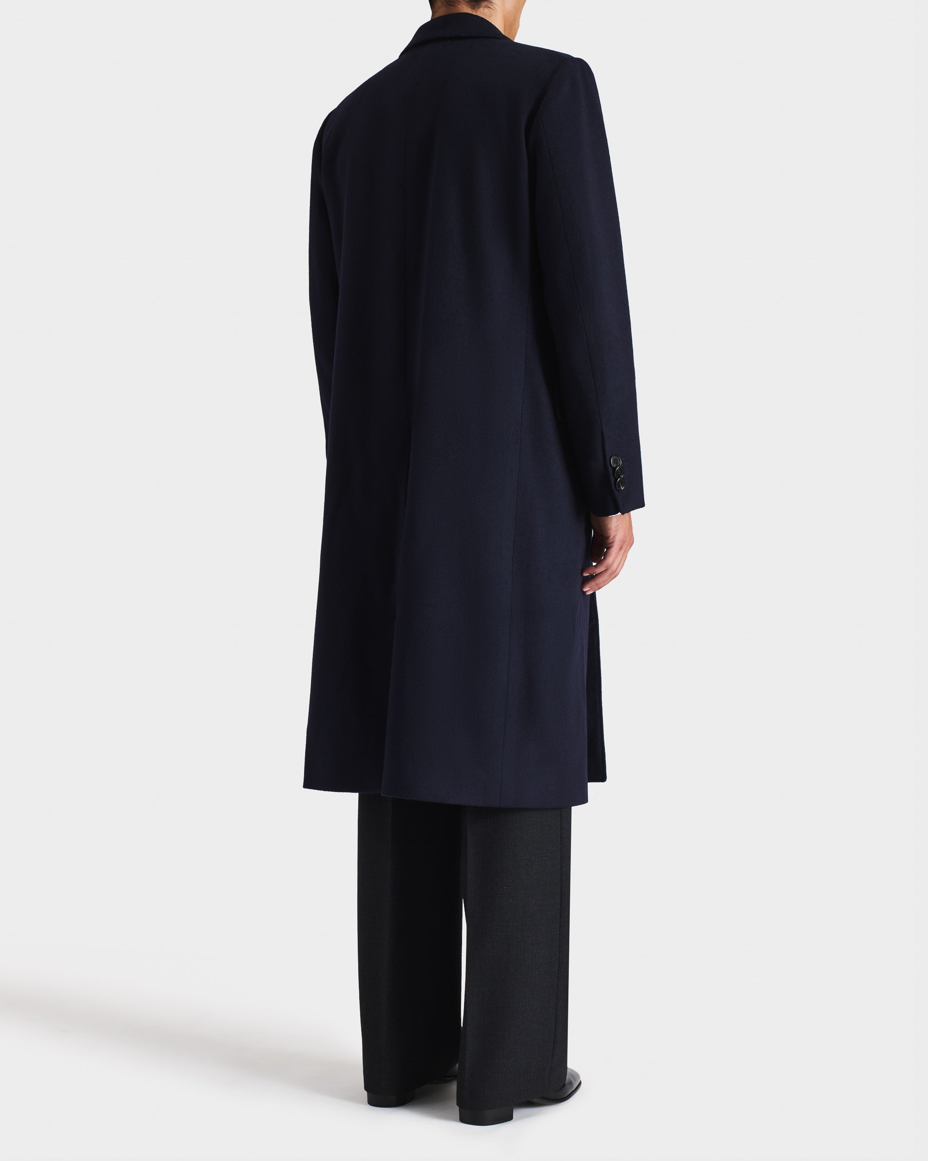 DOUBLE-BREASTED COAT IN TWILL - NAVY | Husbands Paris