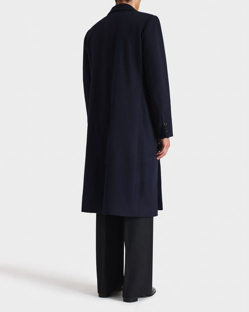 DOUBLE-BREASTED COAT IN WOOL TWILL - NAVY - Husbands Paris - 3