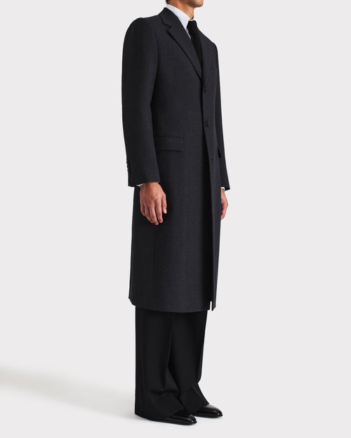 MANTEAU CROISÉ EN TWEED DE LAINE THORNPROOF - ANTHRACITE - Husbands Paris - 5